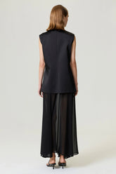 Asymmetric Buttoned Longline Vest